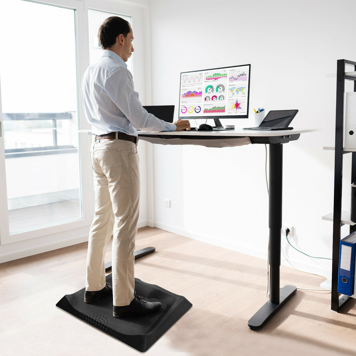 Anti-Fatigue Standing Mat with Massage Points & Diverse Terrain - 27x21.5 Black