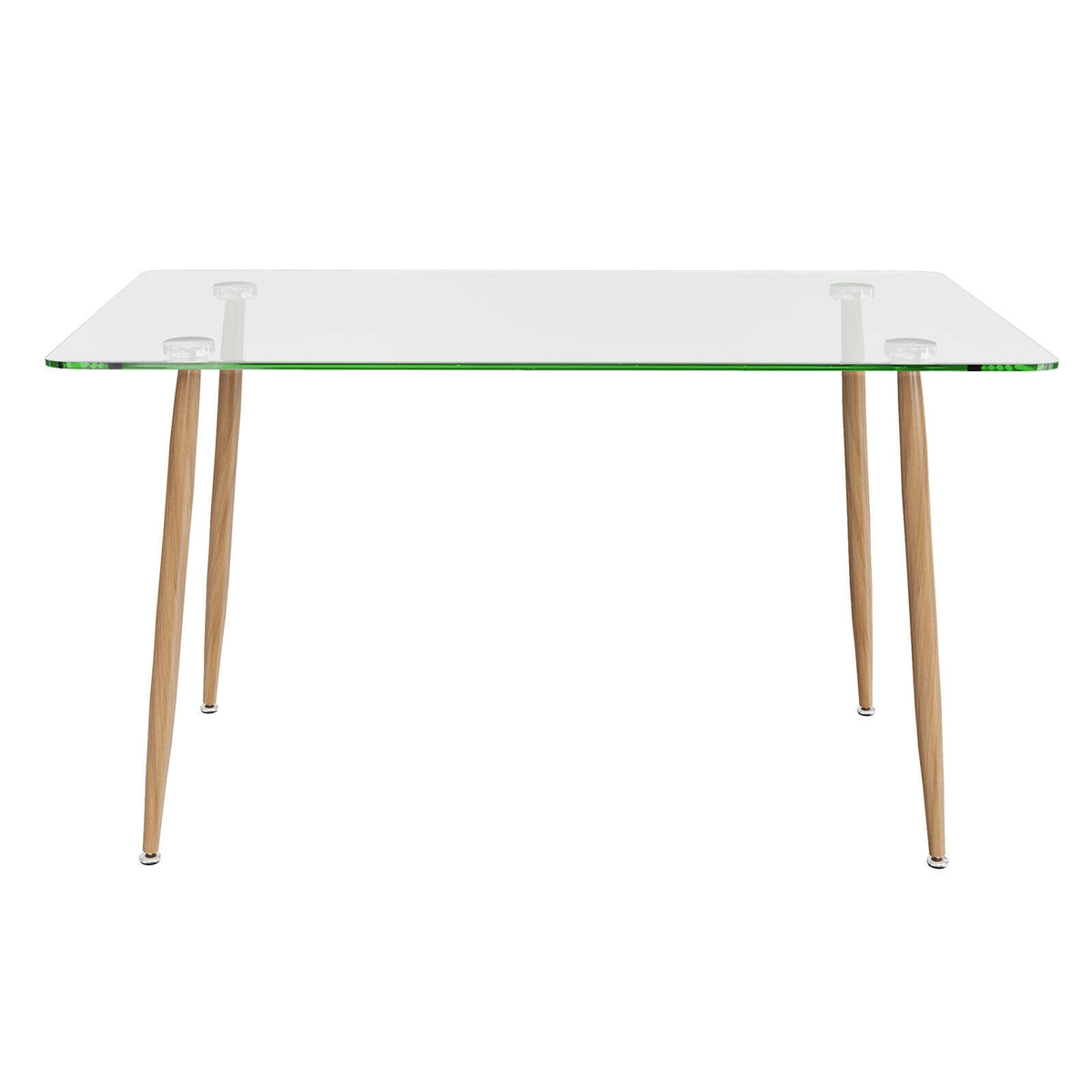 Glass Rectangular Dining Table with Metal Legs - Natural