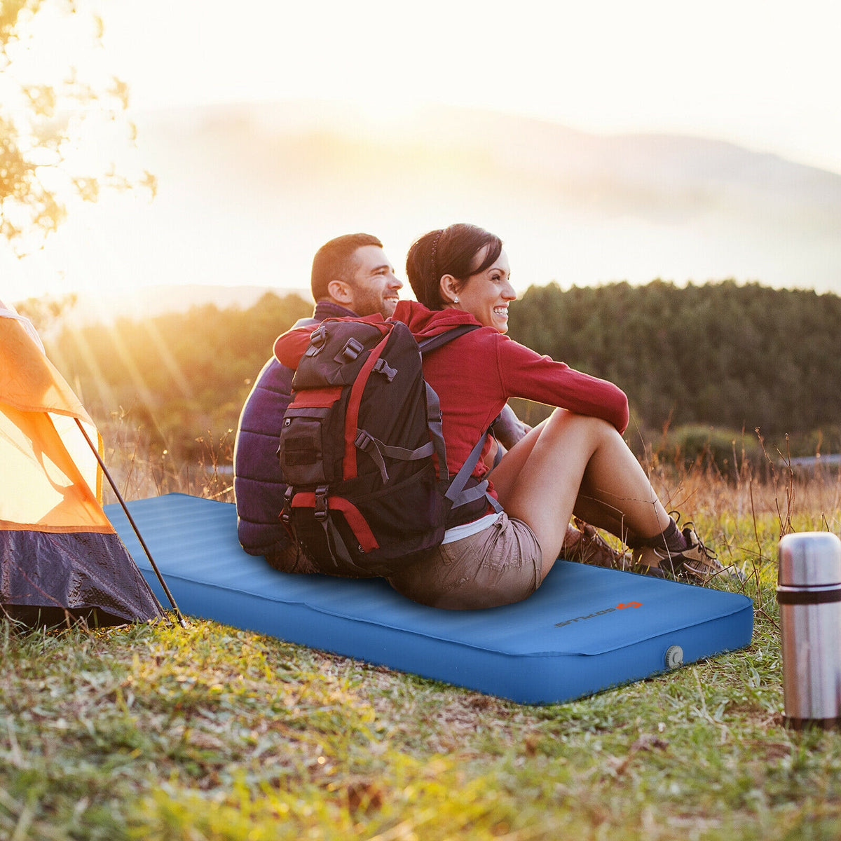 Self Inflating Camping Sleeping Mattress with Carry Bag - Blue