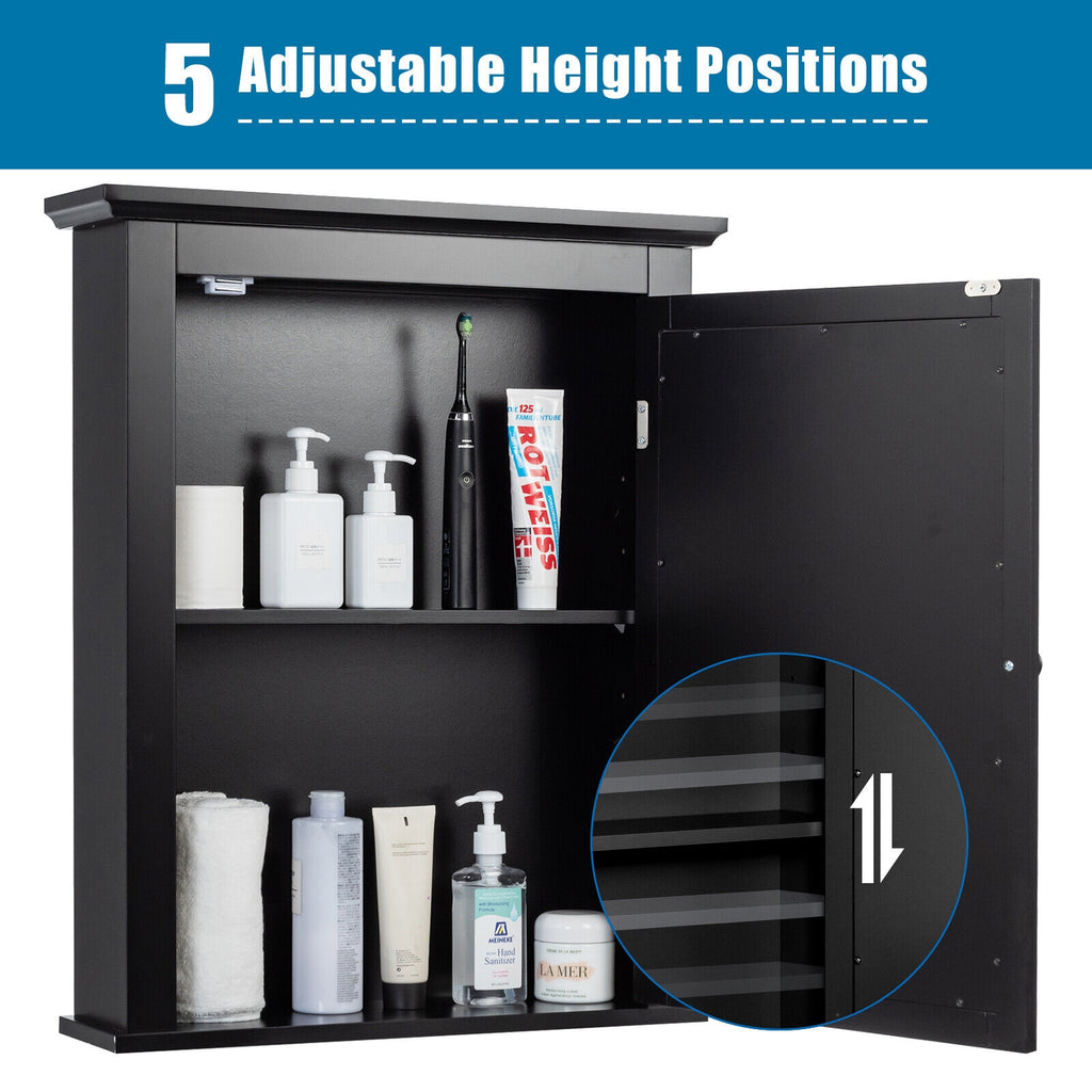 Wall Mount Bathroom Cabinet with One Mirror Single Door Adjustable