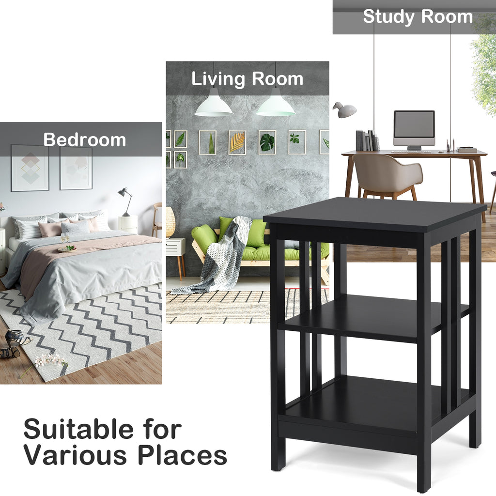 3-Tier Nightstand Sofa Side Table - Black