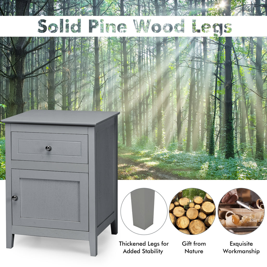 2-Tier Accent Table with Storage, Gray