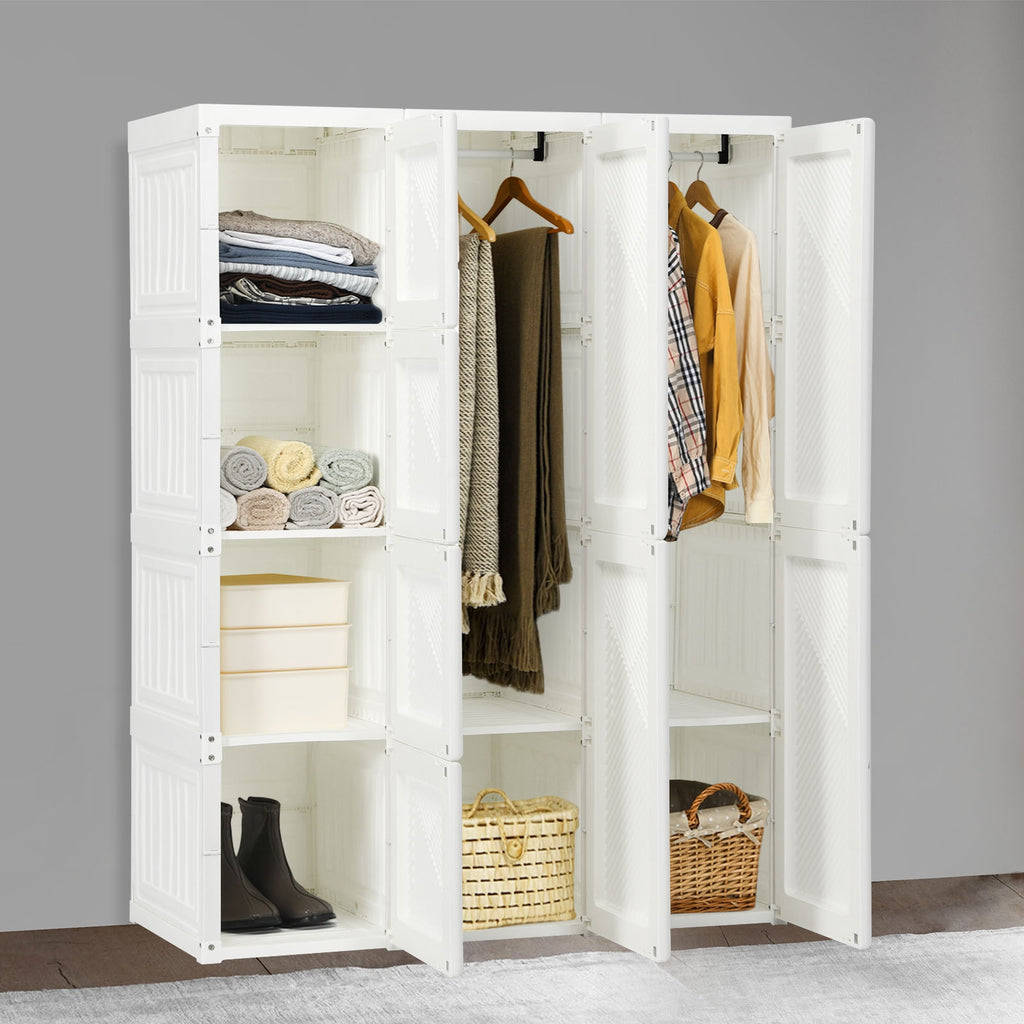 Foldable Closet Organizer with 8 Cubbies & 2 Rods