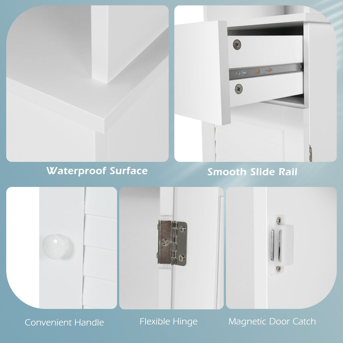 Bathroom Tall Freestanding Storage Cabinet with Open Shelves and