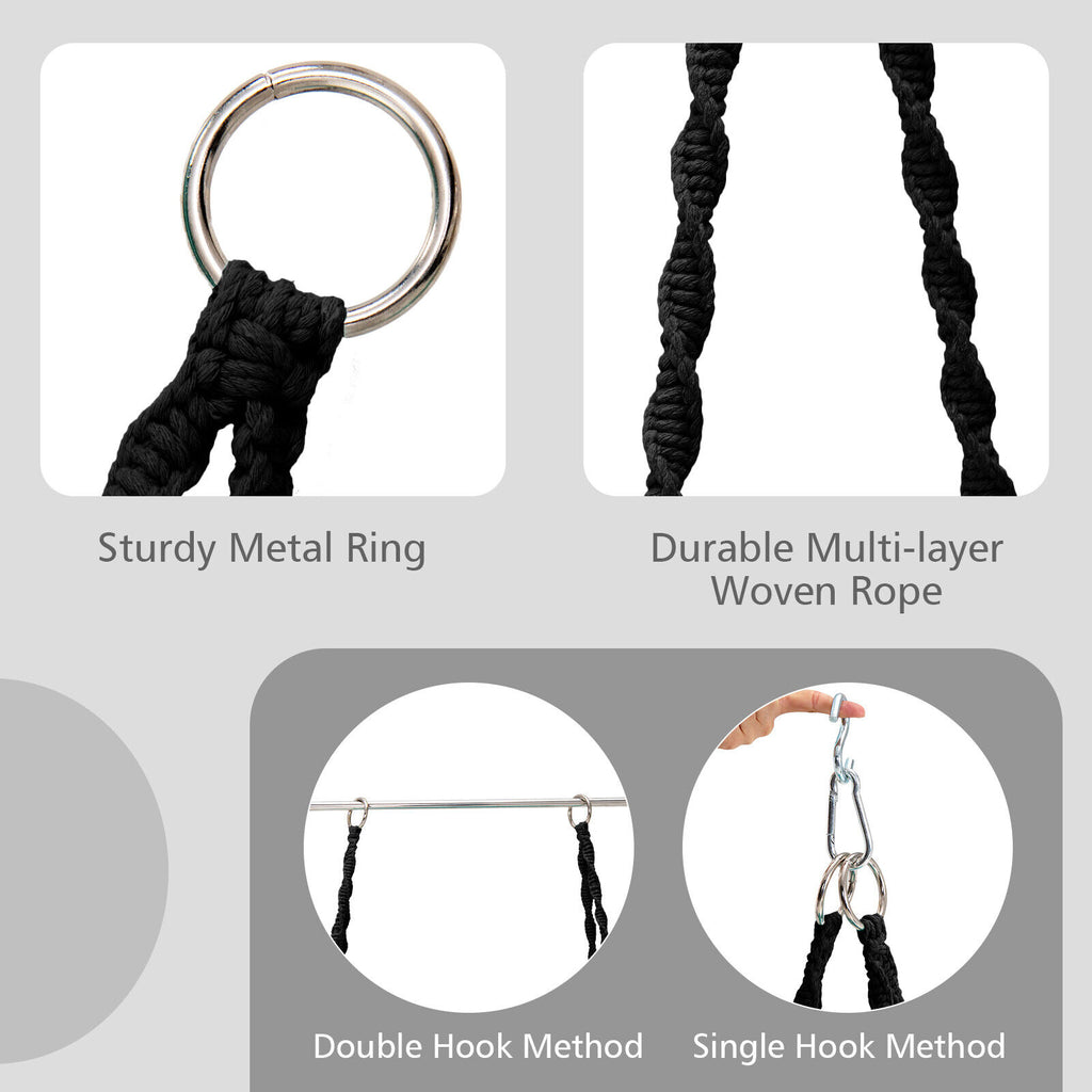 Cushioned Hammock Swing Chair with Hanging Kit - Black