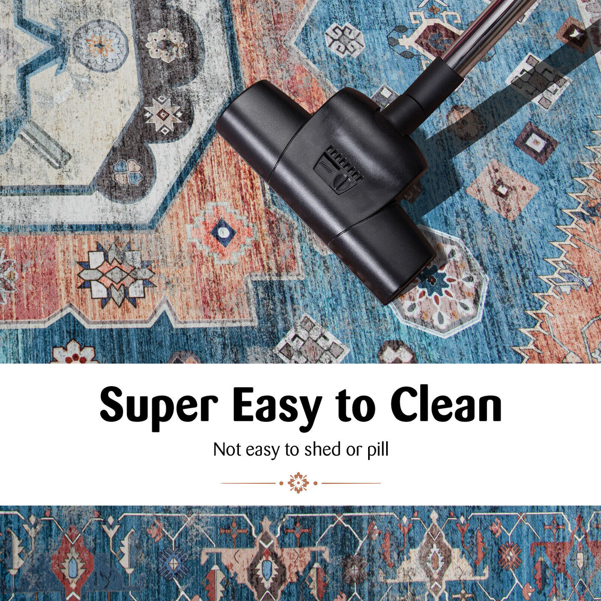 5 x 7 Inch Non-Shedding Indoor Area Rug - Vintage Distressed Pattern