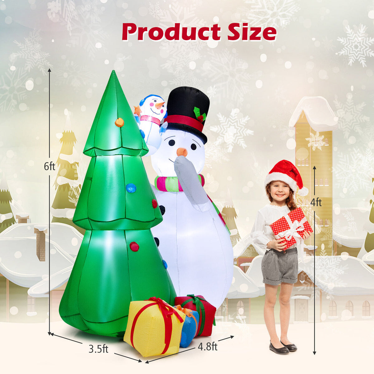 Inflatable Christmas Snowman & Tree Decoration Set with LED Lights - 6 Feet Tall