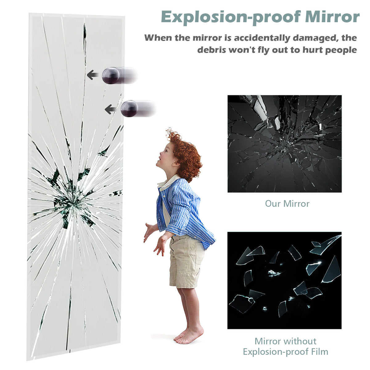 Wall Mounted Frameless Full Length Mirror 43 x 15 Inch Large Mirror for Bedroom Living Room Entryway