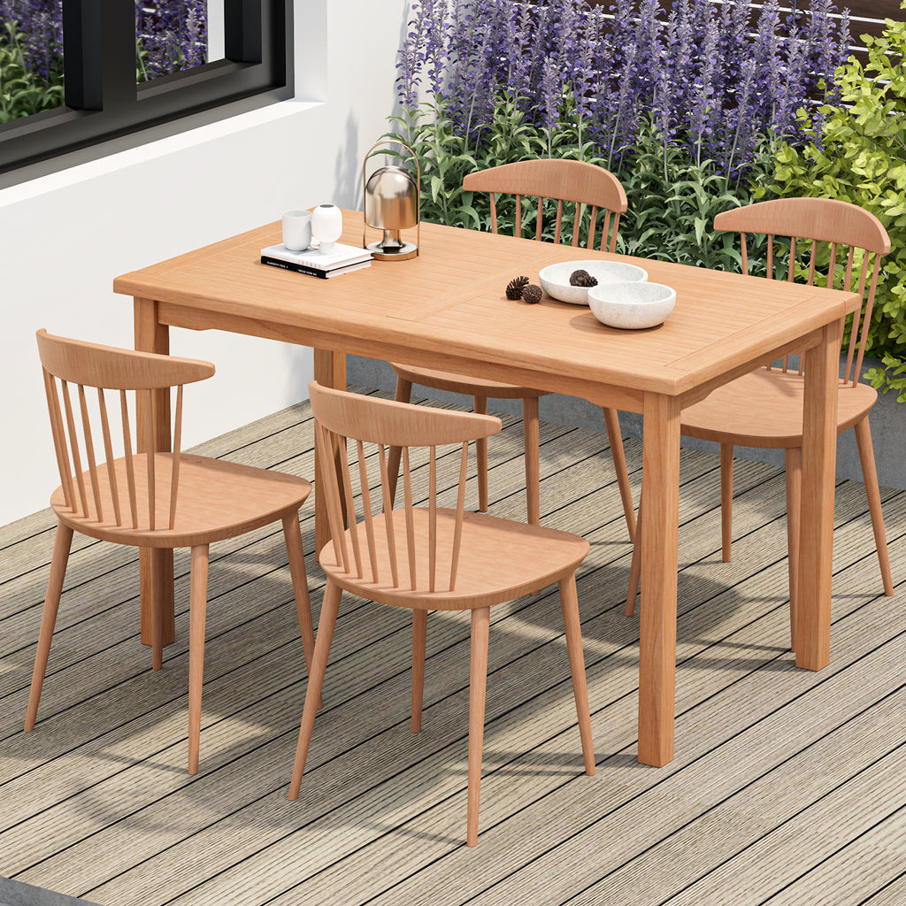 49 Inch Rectangle Patio Indonesia Teak Wood Dining Table with Slatted