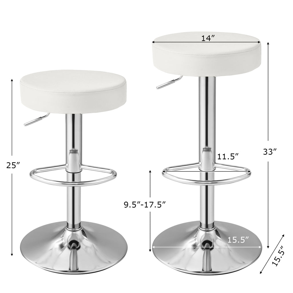 Adjustable Swivel Bar Stools Set of 2 - White