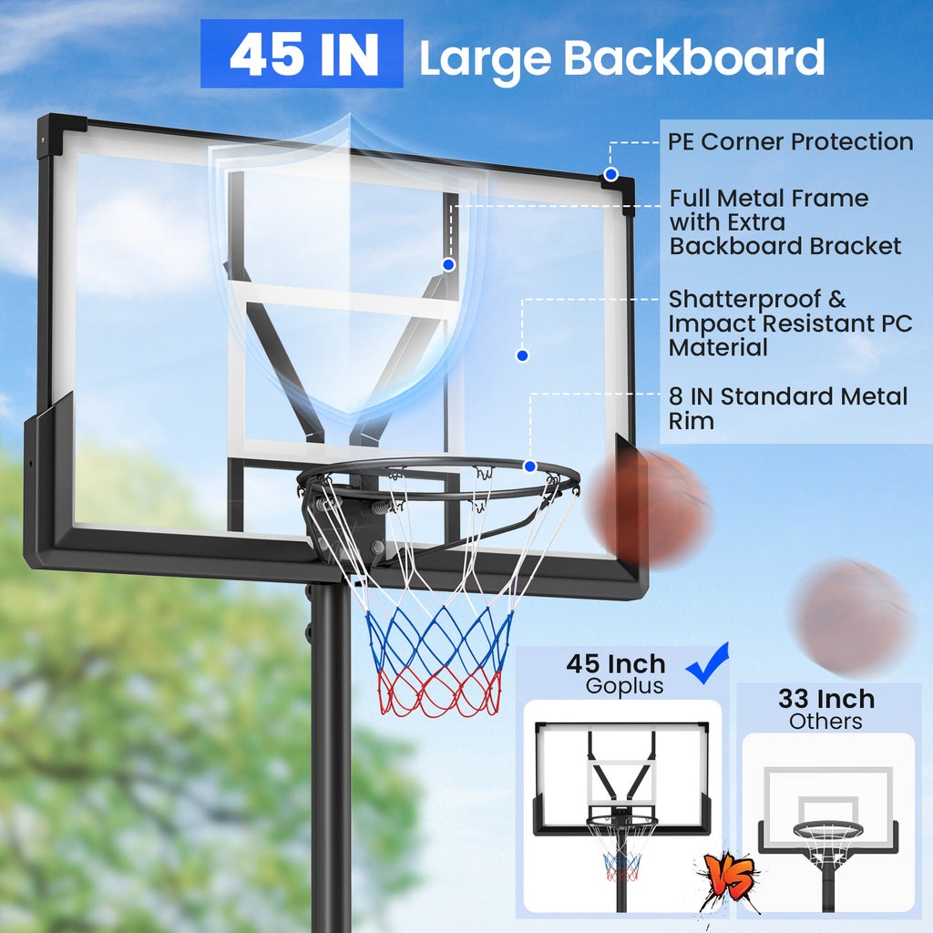 Portable Adjustable Basketball Hoop System for Kids Teens Adults Outdoor Indoor