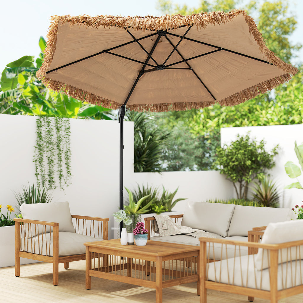 9.5 FT Cantilever Tiki Patio Umbrella - Natural