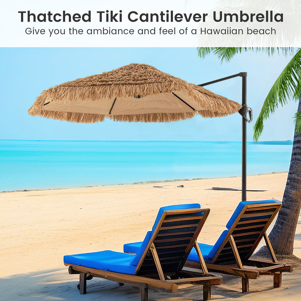 9.5 FT Cantilever Tiki Patio Umbrella - Natural