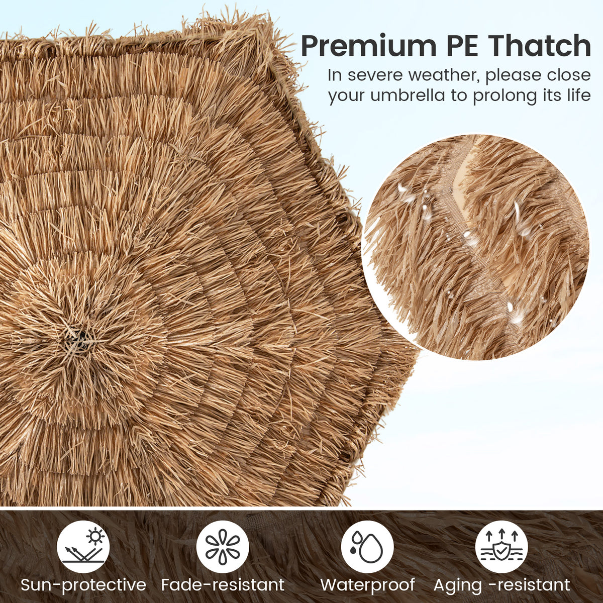 9.5 FT Cantilever Tiki Patio Umbrella - Natural