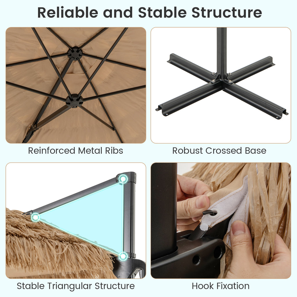 9.5 FT Cantilever Tiki Patio Umbrella - Natural