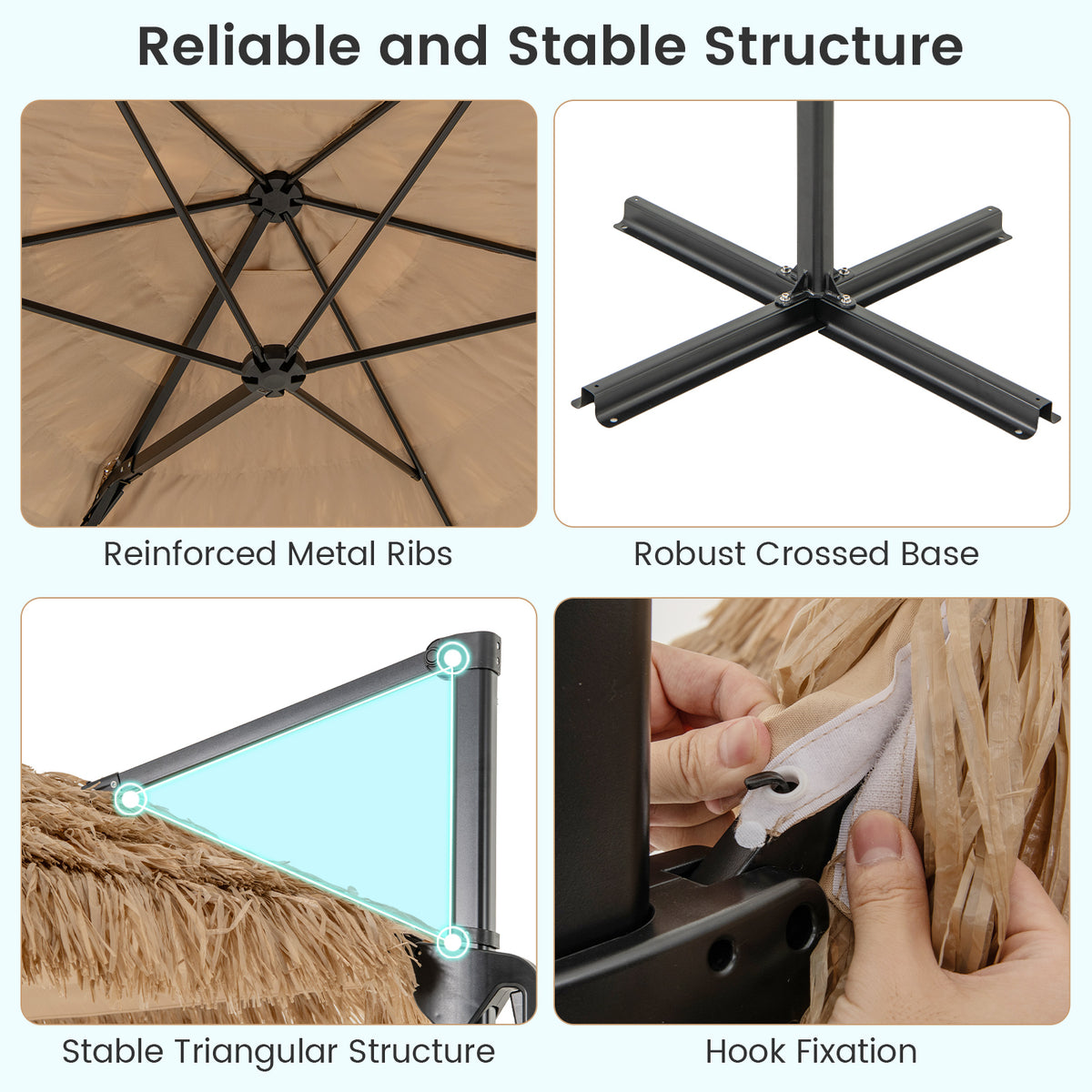 9.5 FT Cantilever Tiki Patio Umbrella - Natural