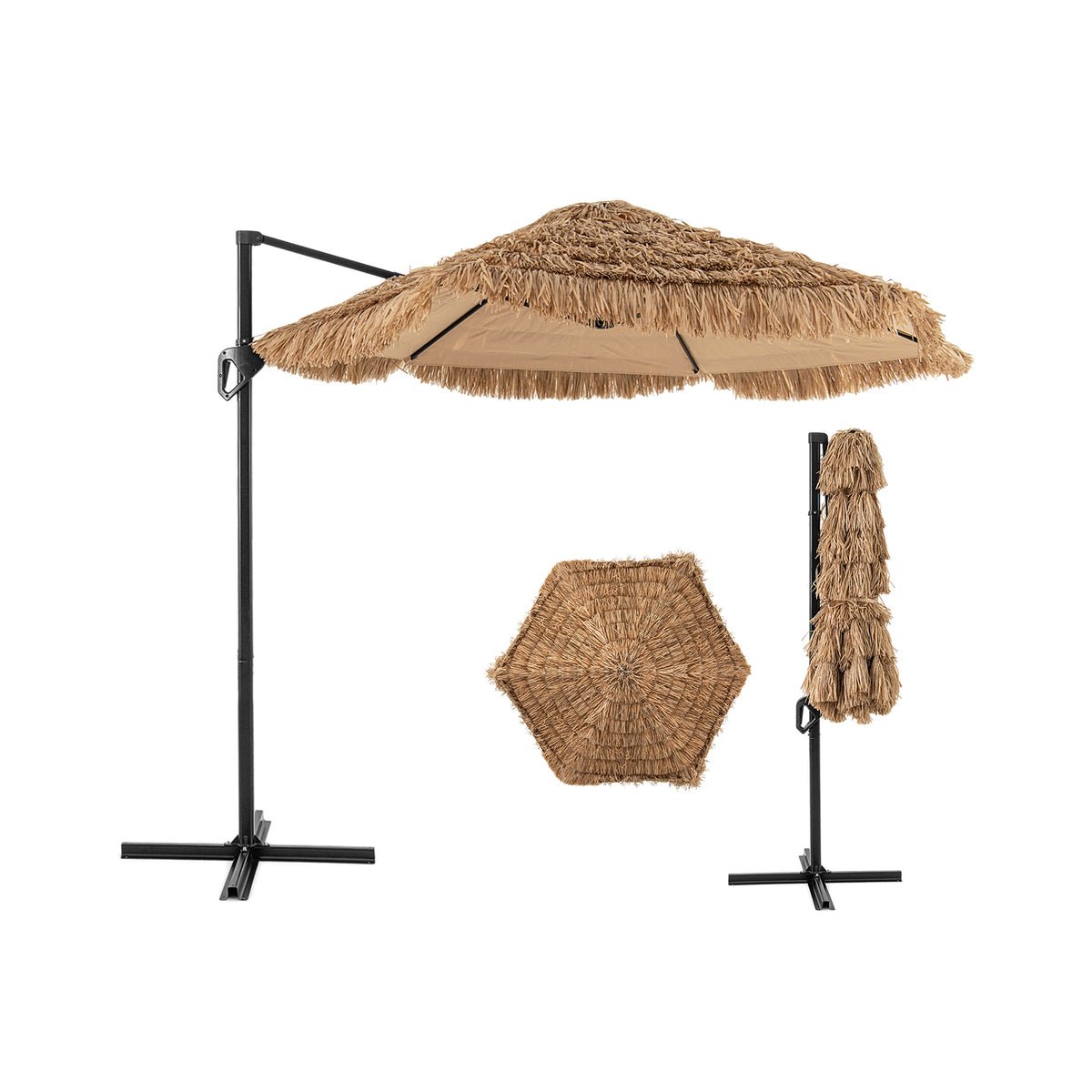 9.5 FT Cantilever Tiki Patio Umbrella - Natural
