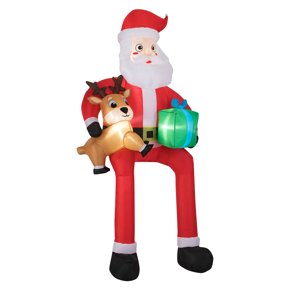 Lighted Christmas Inflatable Santa on Helicopter with Penguin - Santa in Airplane Variation
