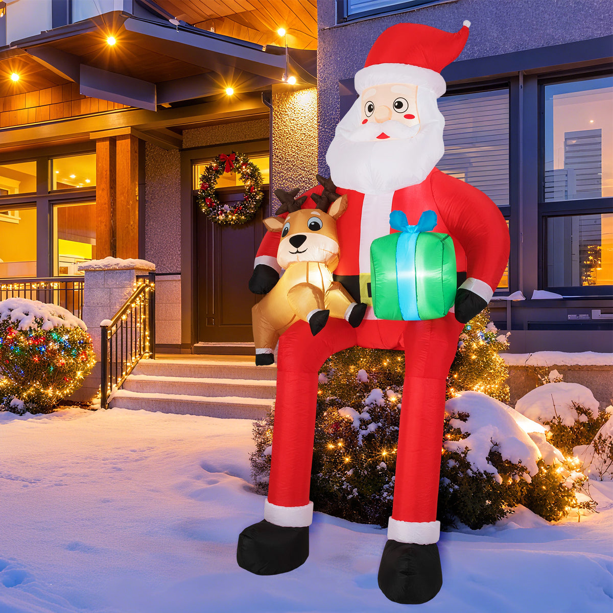 Christmas Inflatable Santa Decoration Sitting Down with LED Lights - 9.5 Feet