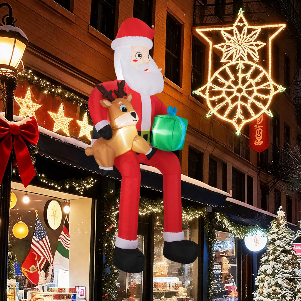 Christmas Inflatable Santa Decoration Sitting Down with LED Lights - 9.5 Feet