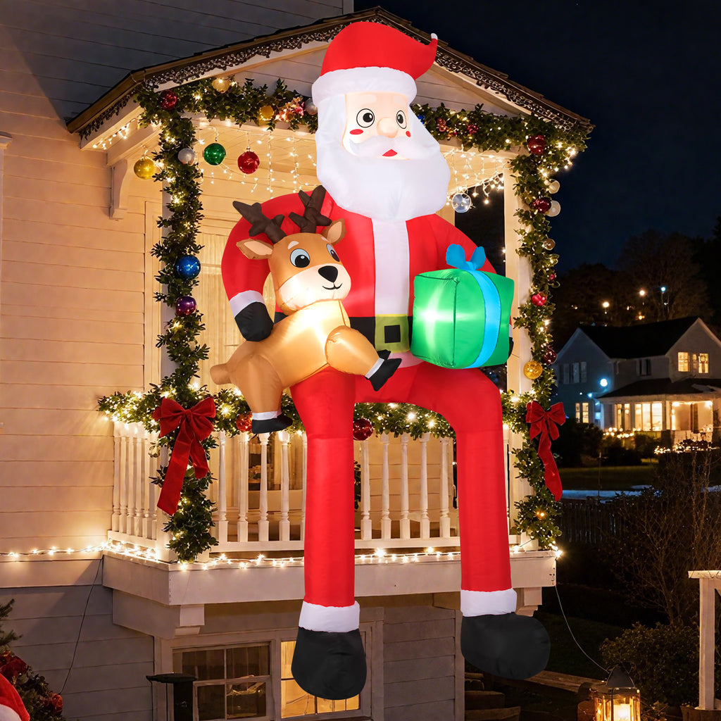 Christmas Inflatable Santa Decoration Sitting Down with LED Lights - 9.5 Feet