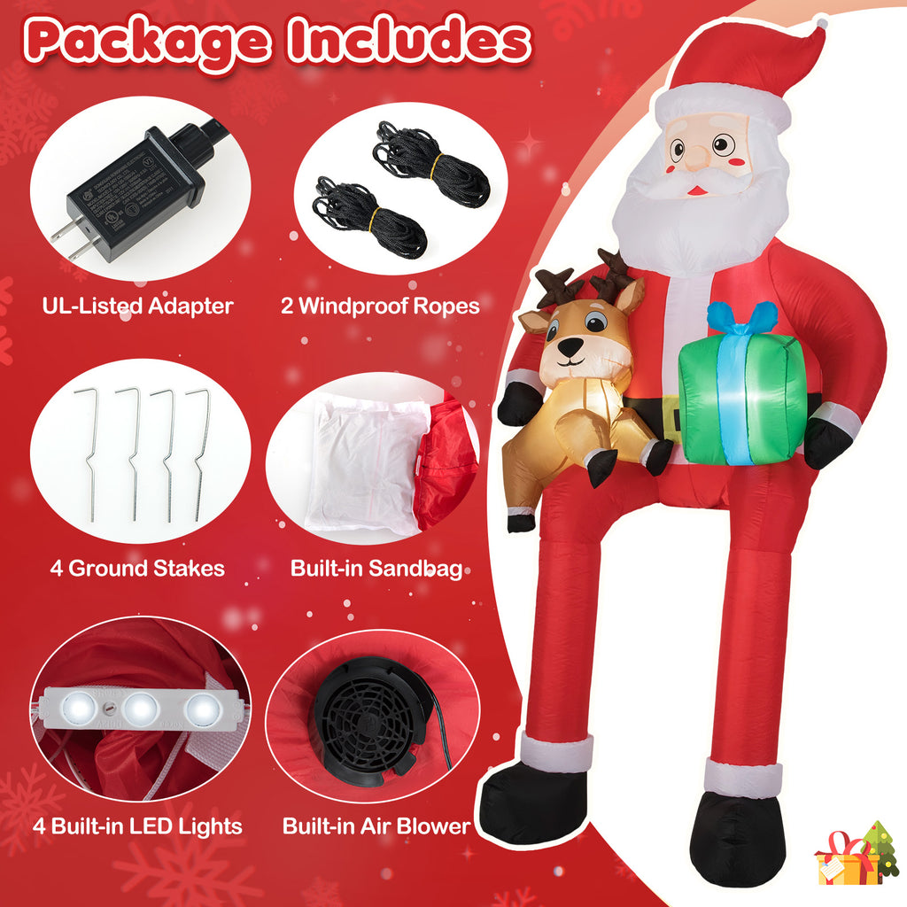 Christmas Inflatable Santa Decoration Sitting Down with LED Lights - 9.5 Feet