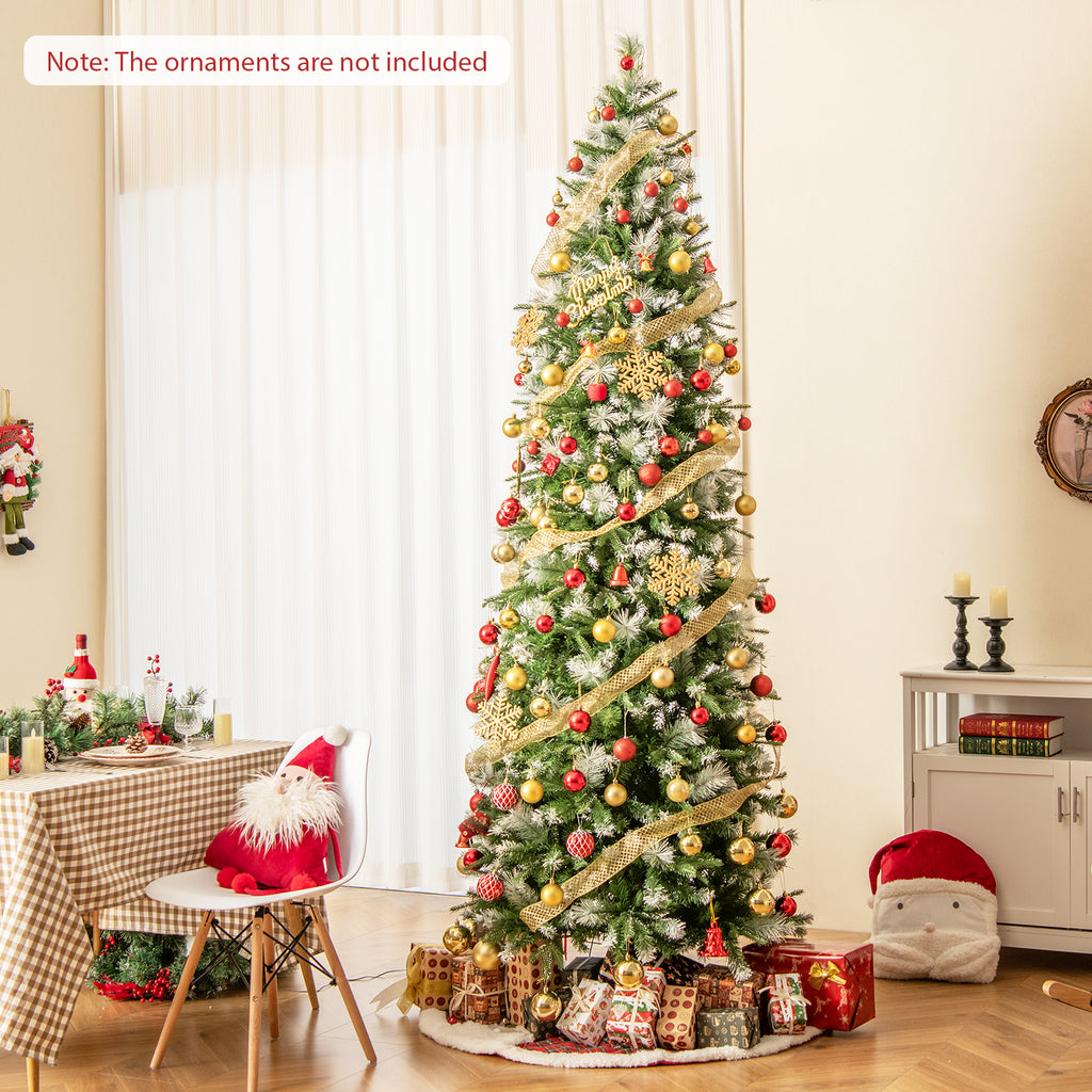 6 ft Artificial Christmas Tree with Warm-White LED Lights - Flocked Full Tree
