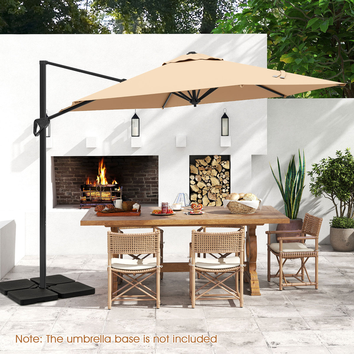 9 FT Cantilever Patio Umbrella with Vented Top - Beige