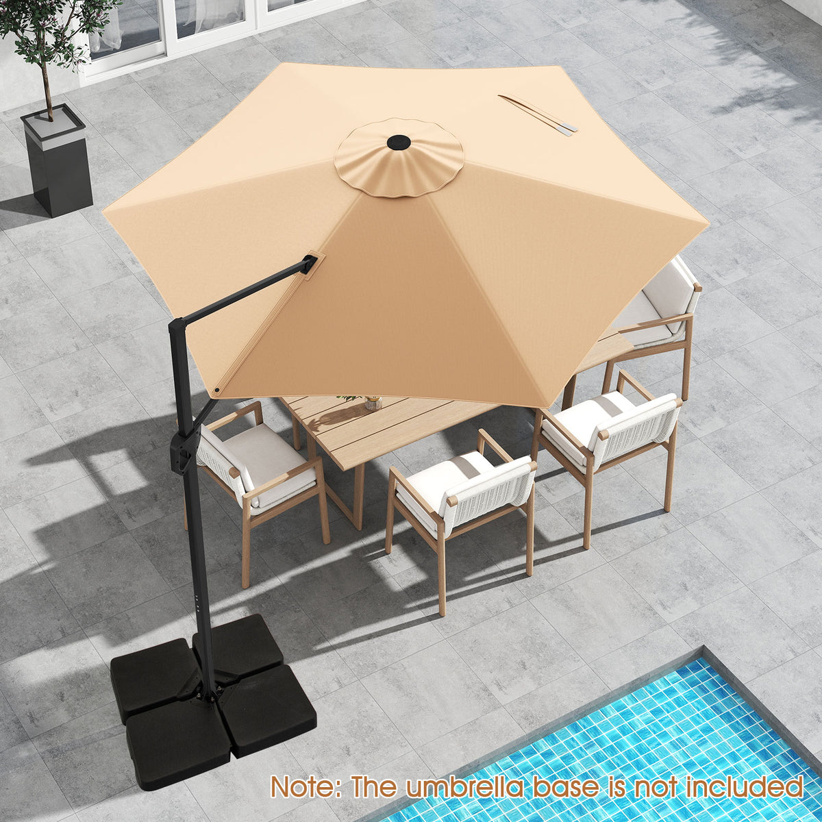 9 FT Cantilever Patio Umbrella with Vented Top - Beige