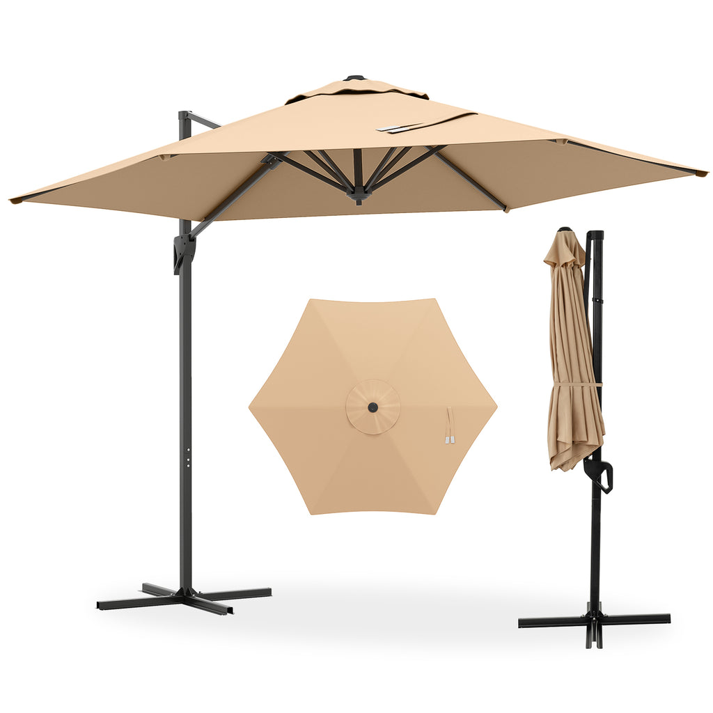 9 FT Cantilever Patio Umbrella with Vented Top - Beige