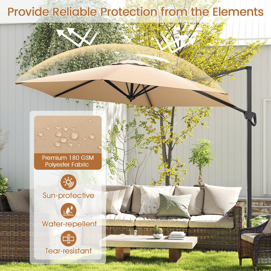 9 FT Cantilever Patio Umbrella with Vented Top - Beige