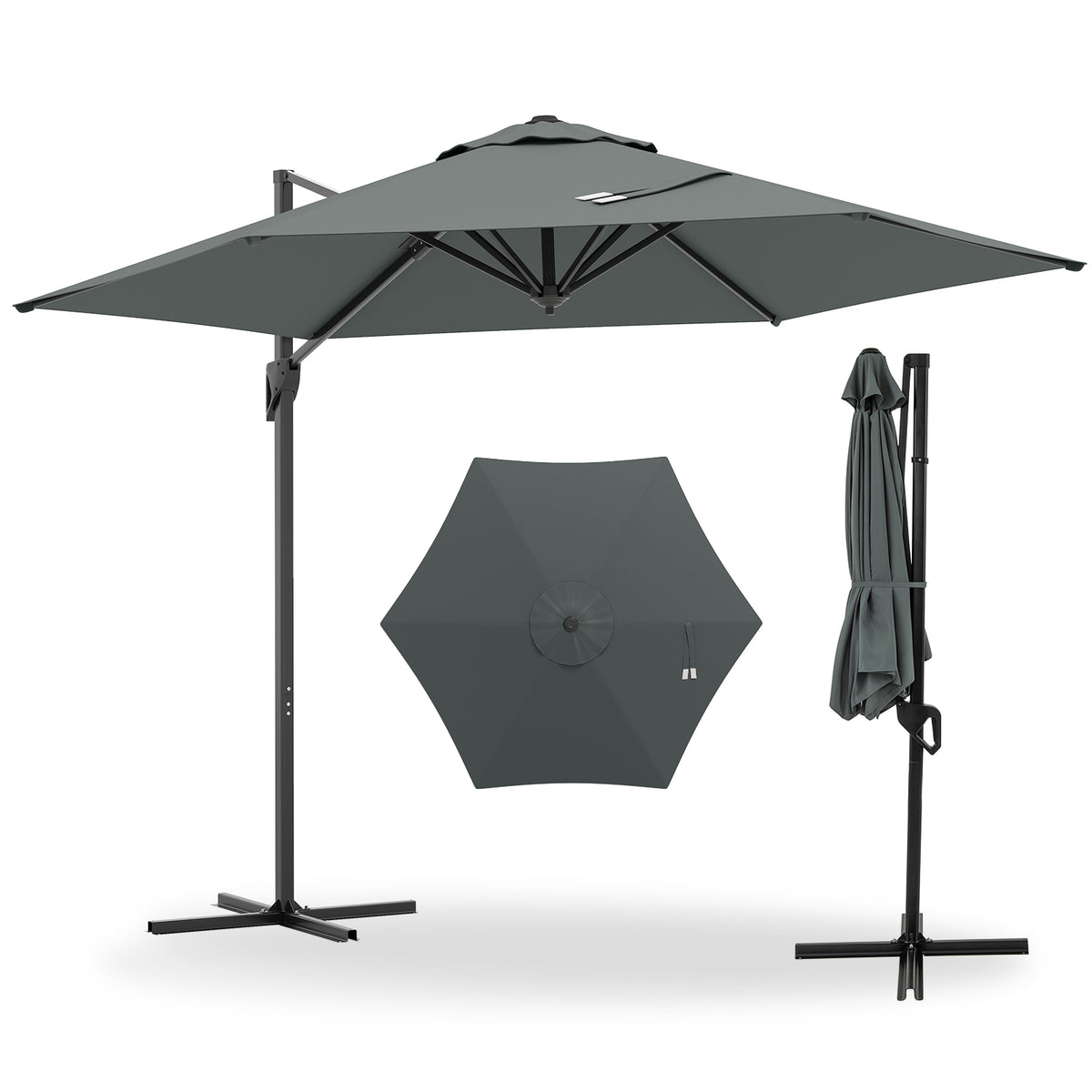 9 FT Cantilever Patio Umbrella with Vented Top - Beige