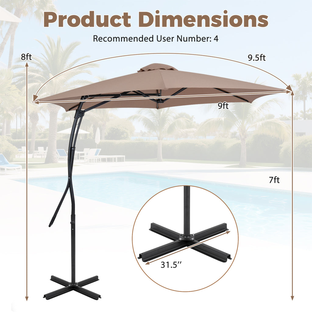 9 FT Cantilever Umbrella with Cross Base Included Smooth Handle amd