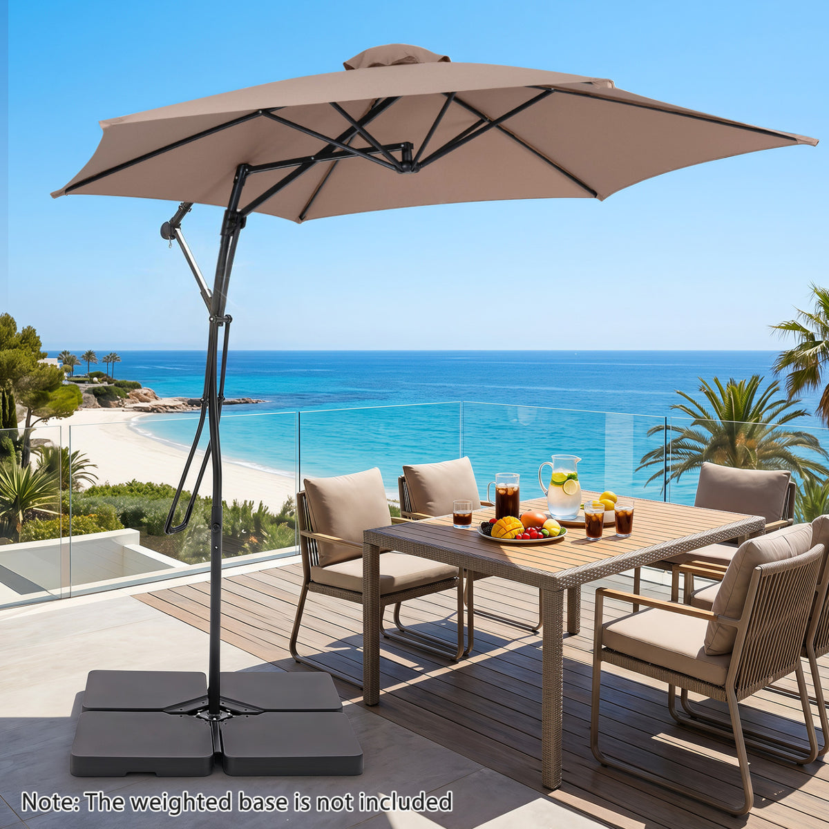 9 FT Cantilever Umbrella with Cross Base Included Smooth Handle amd