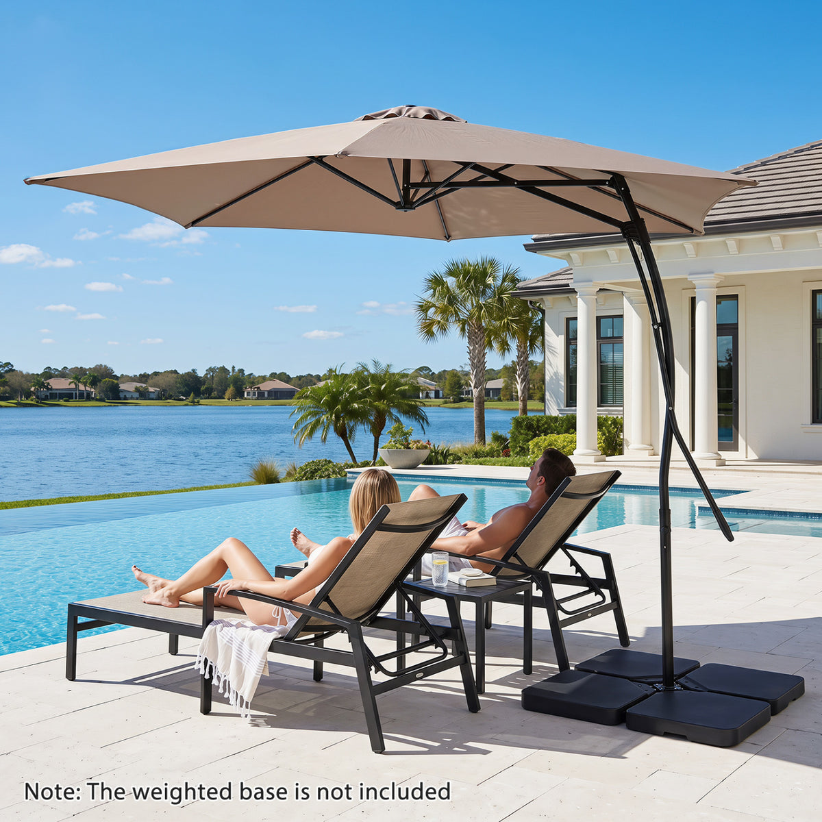 9 FT Cantilever Umbrella with Cross Base Included Smooth Handle amd