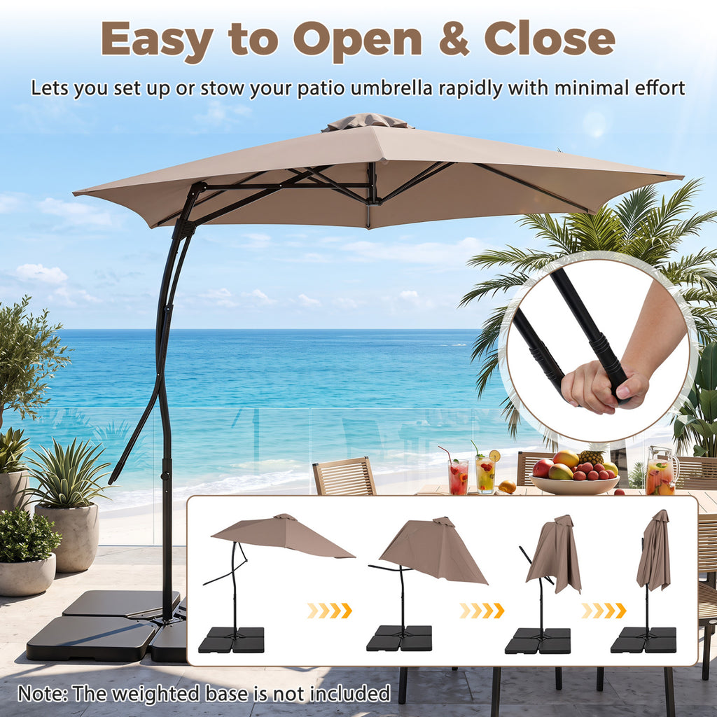 9 FT Cantilever Umbrella with Cross Base Included Smooth Handle amd