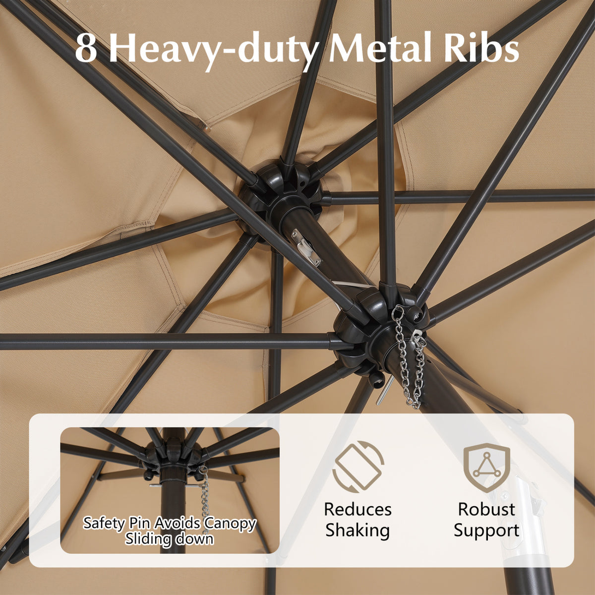 9 FT Patio Umbrella with Fringe Outdoor Tassel Push Button Tilt