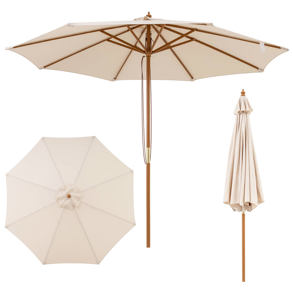 9 FT Patio Umbrella Outdoor Table Market with 8 Sturdy Bamboo Ribs