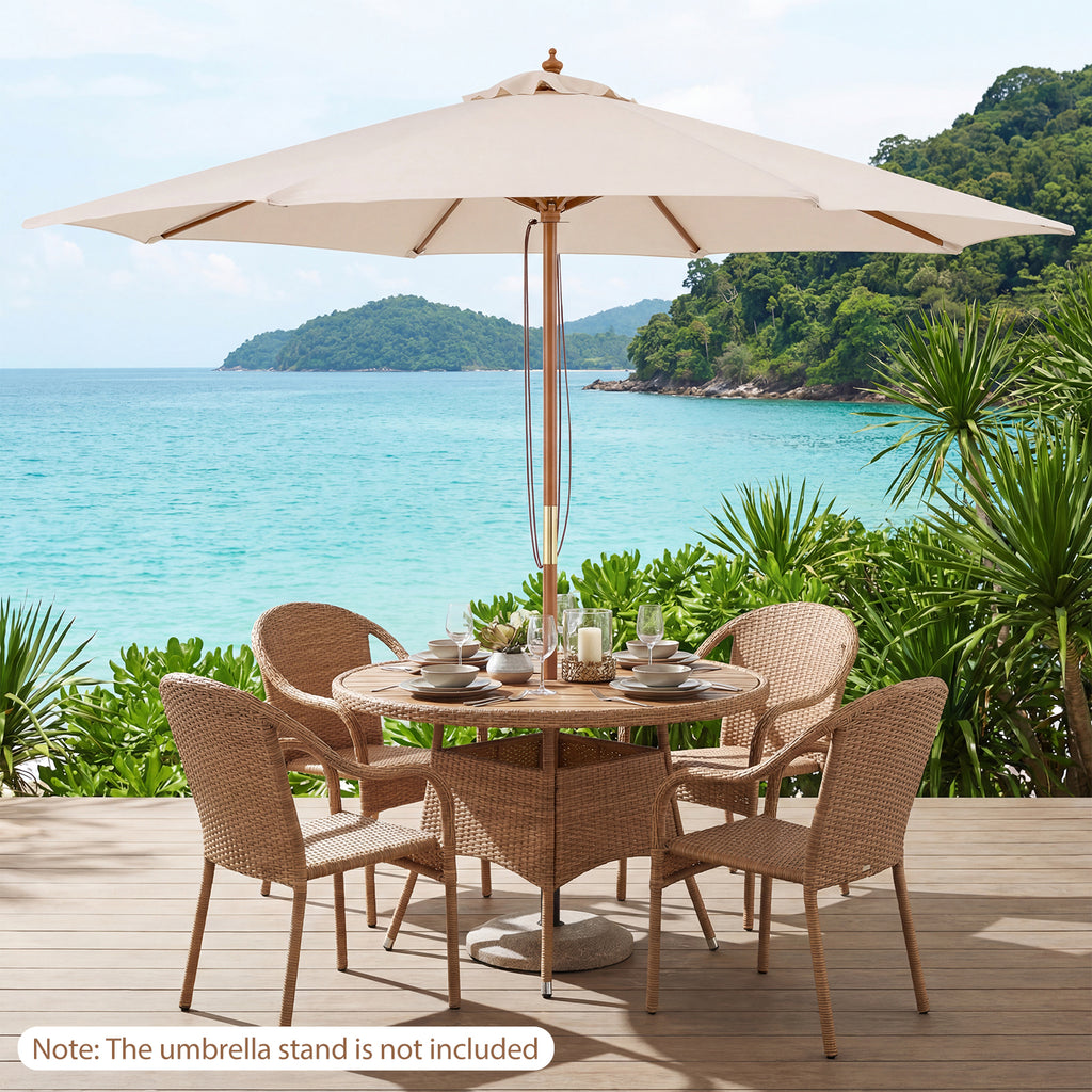 9 FT Patio Umbrella Outdoor Table Market with 8 Sturdy Bamboo Ribs