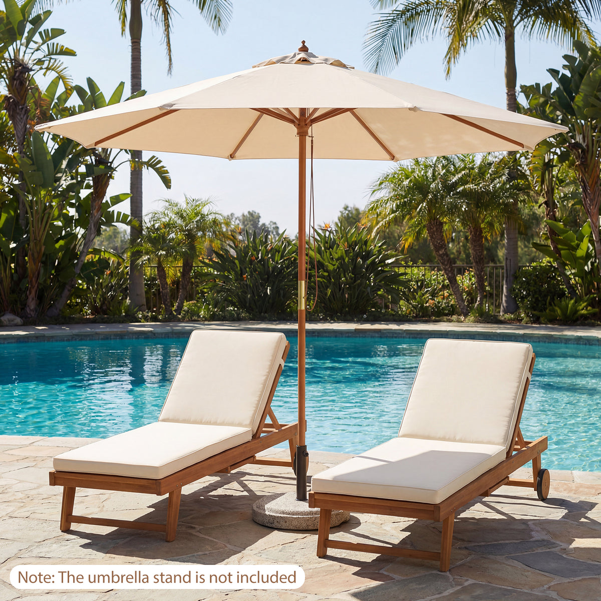 9 FT Patio Umbrella Outdoor Table Market with 8 Sturdy Bamboo Ribs