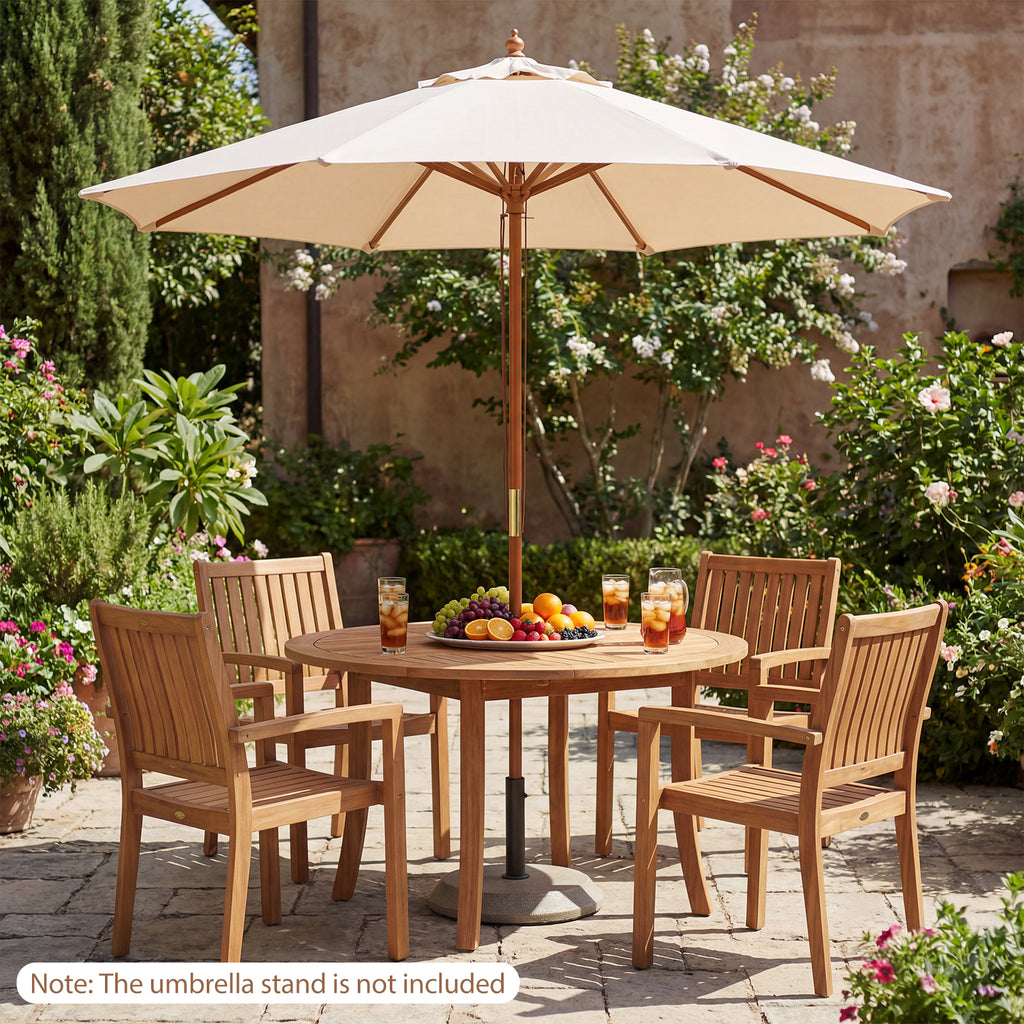 9 FT Patio Umbrella Outdoor Table Market with 8 Sturdy Bamboo Ribs