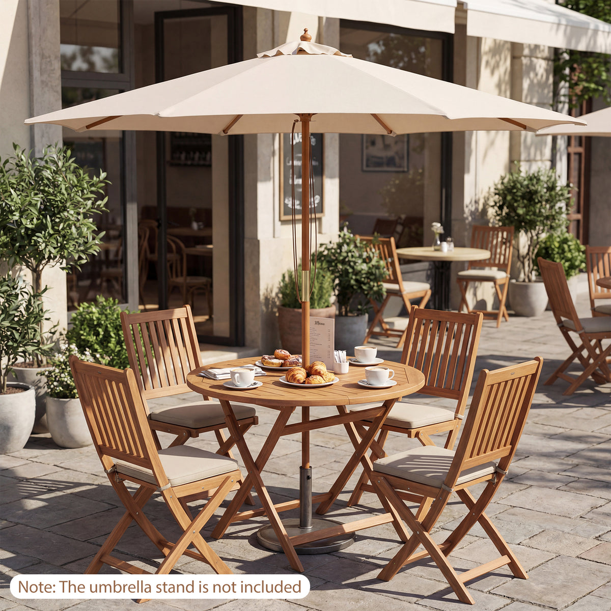 9 FT Patio Umbrella Outdoor Table Market with 8 Sturdy Bamboo Ribs