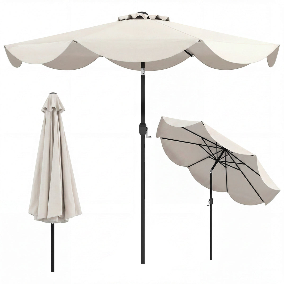 9 FT Patio Umbrella with Crank Handle and Push Button Tilt