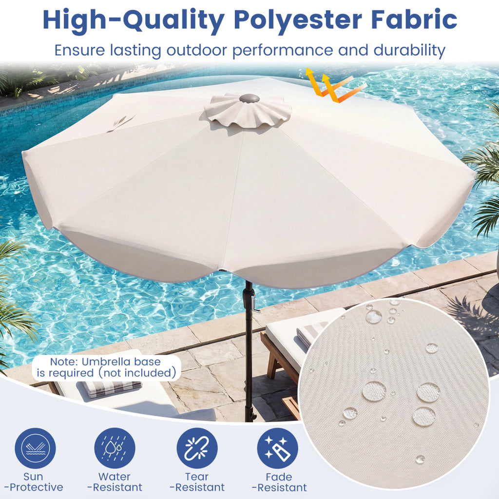 9 FT Patio Umbrella with Crank Handle and Push Button Tilt