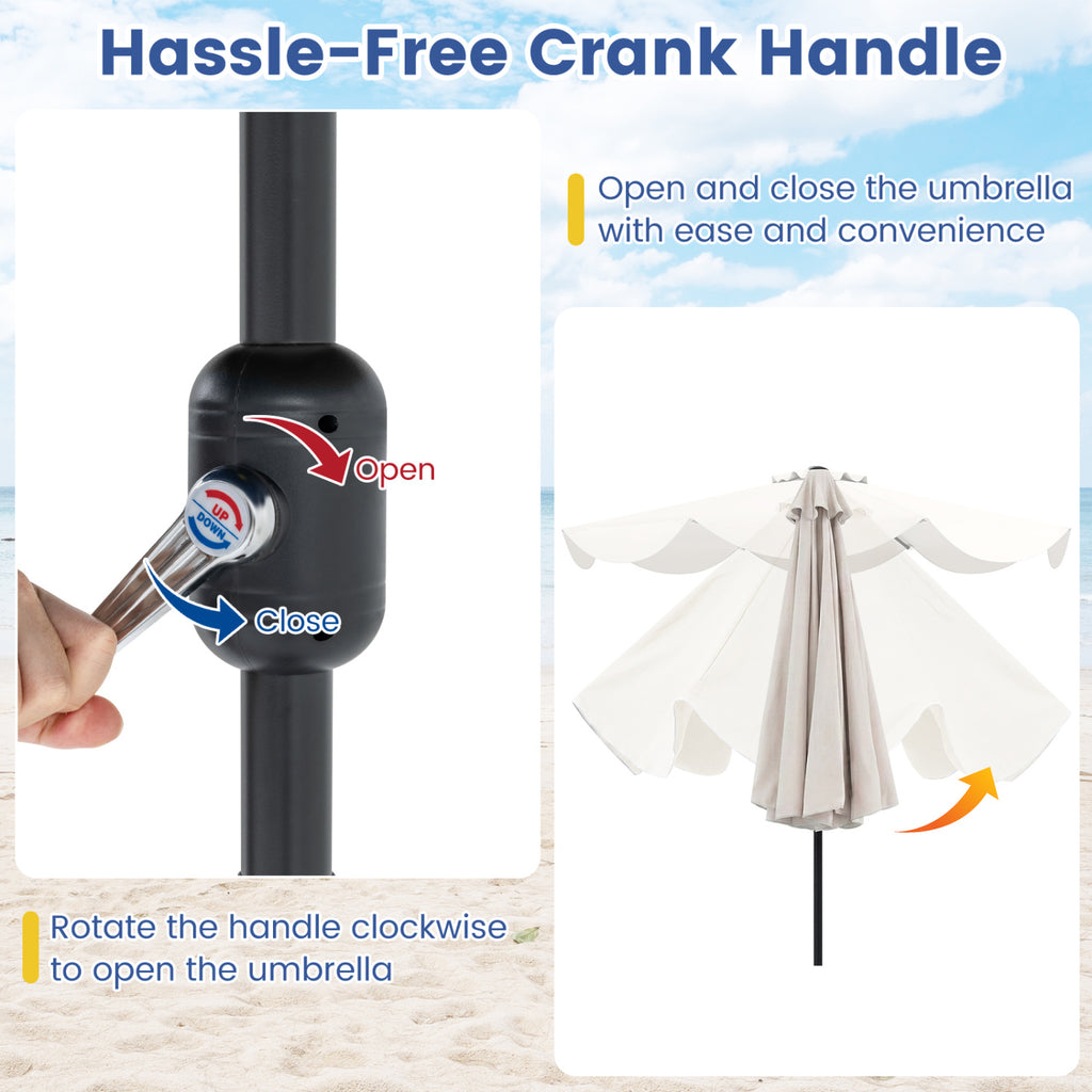 9 FT Patio Umbrella with Crank Handle and Push Button Tilt