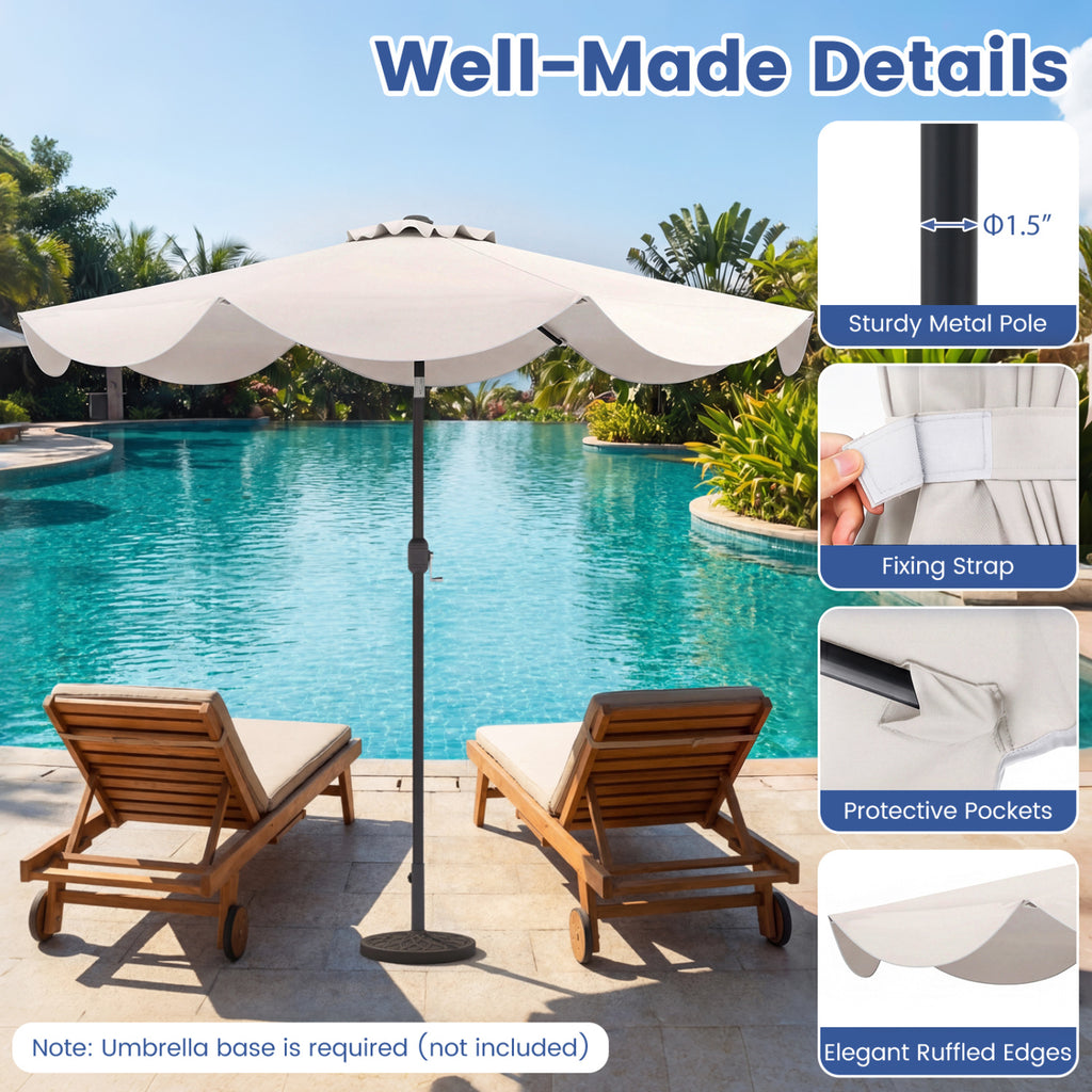 9 FT Patio Umbrella with Crank Handle and Push Button Tilt