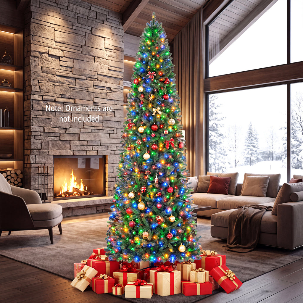 9 Ft Pencil Alpine Christmas Tree with Dual-Color LED Lights - Variation of THIS listing