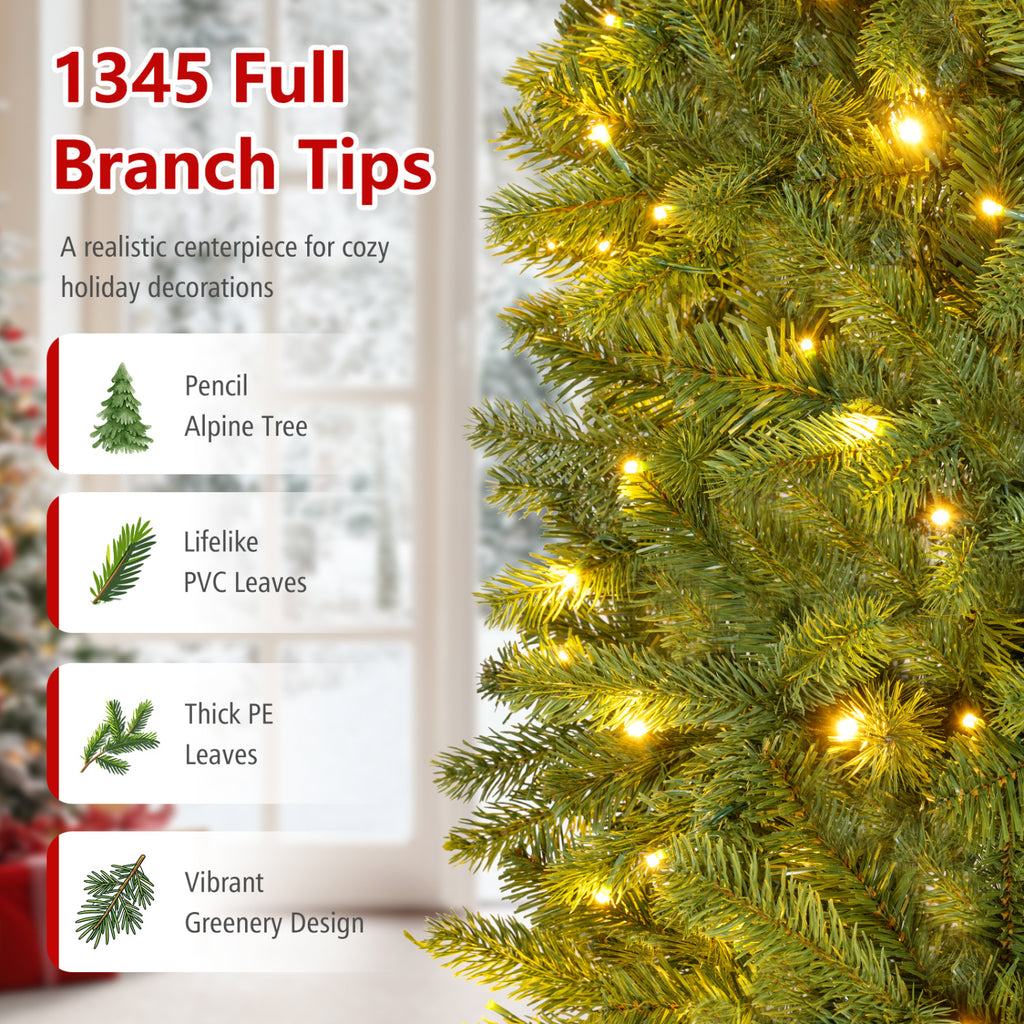 9 Ft Pencil Alpine Christmas Tree with Dual-Color LED Lights - Variation of THIS listing