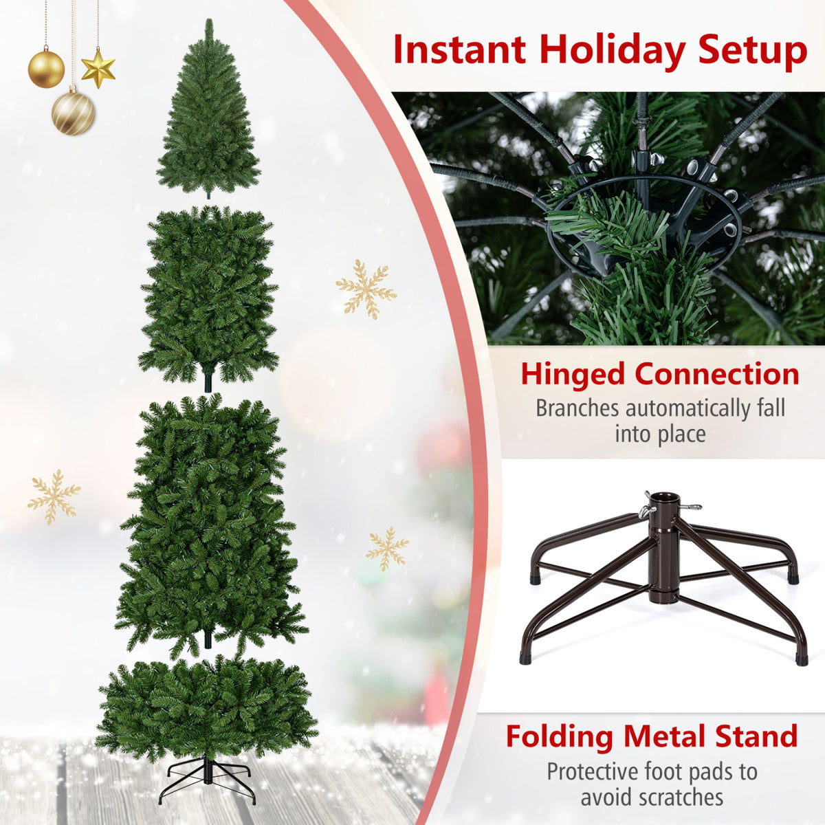 9 Ft Pencil Alpine Christmas Tree with Dual-Color LED Lights - Variation of THIS listing
