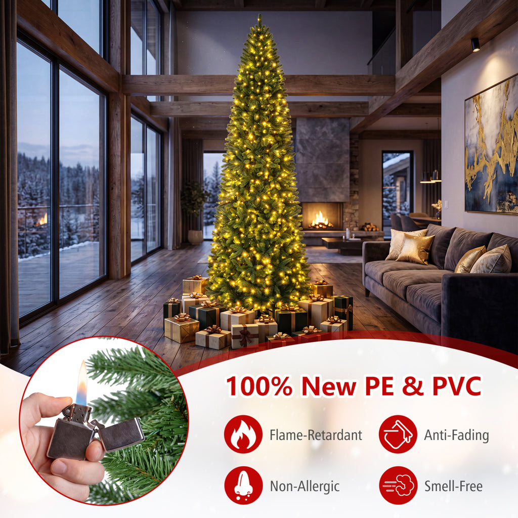 9 Ft Pencil Alpine Christmas Tree with Dual-Color LED Lights - Variation of THIS listing